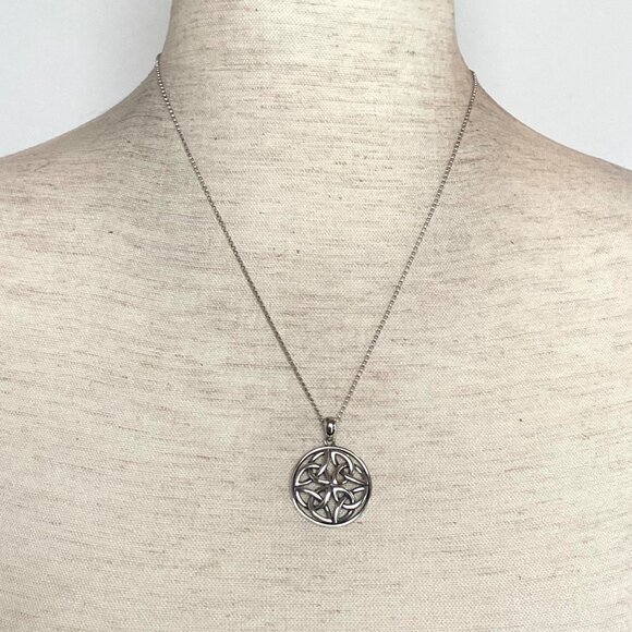 Sterling Silver 925 PAJ Round Celtic Trinity Knot Pendant Necklace 18" Chain - Picture 2 of 16